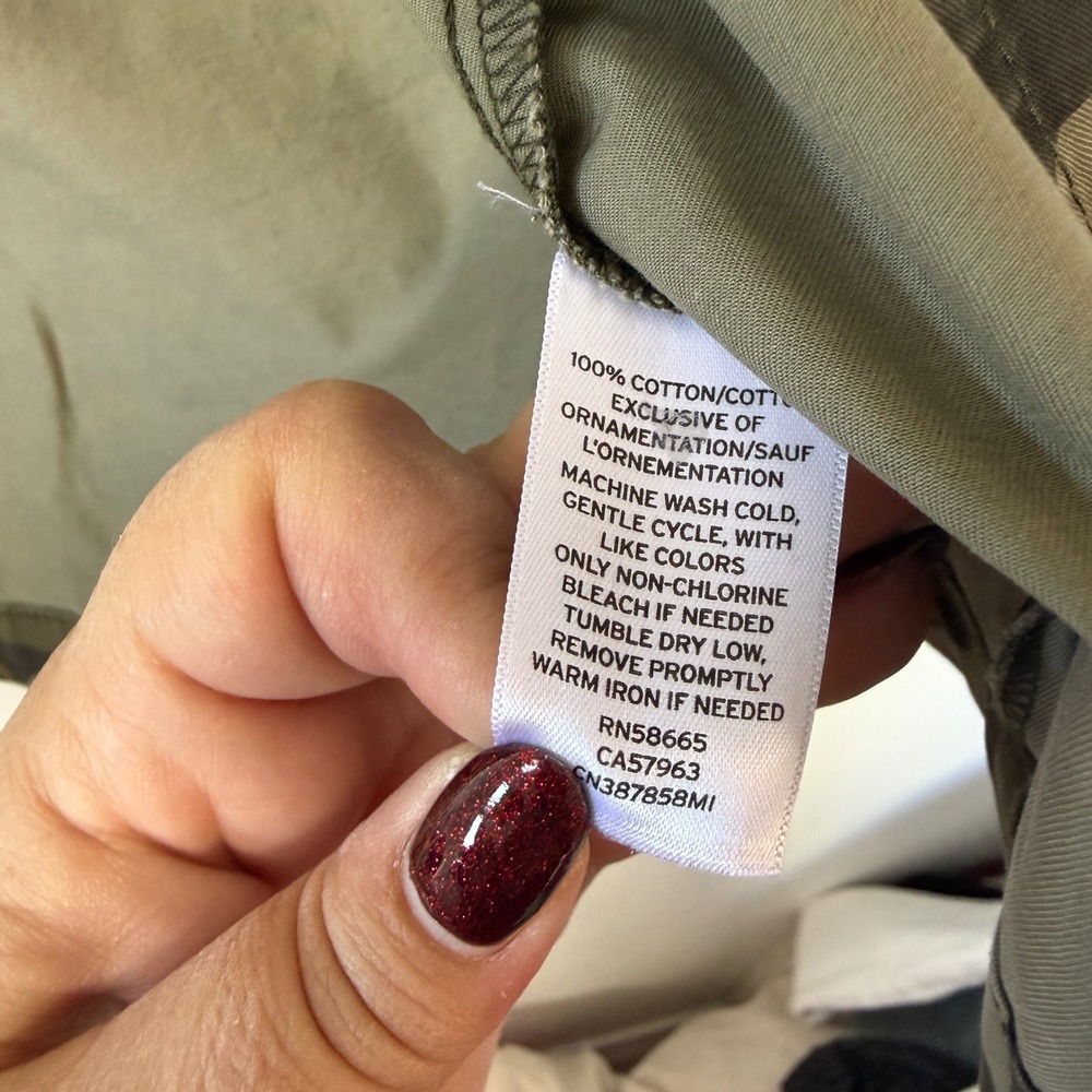Caslon Green Cotton Blend Camo Print Utility Shirt Jacket - Picture 3 of 4